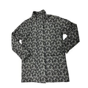 Old Navy Leopard Print Gray Black Zip Up Coat Pockets Funnel Neck Size Small